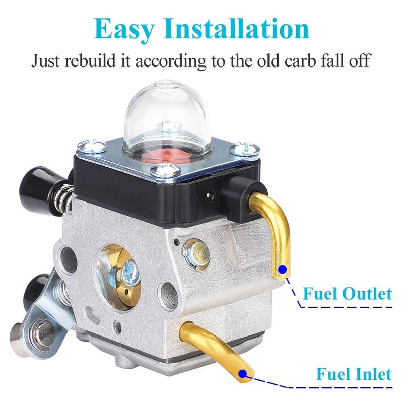 HOODELL FS55 Carburetor, Easy-start FS 55 Carb with Rebuild Kit, Premium FS55R FS45 FS38 HL45 Carburetor for ZAMA STIHL String Hedge Trimmer Weed Eater Parts with Fuel Line Kit - Image 4